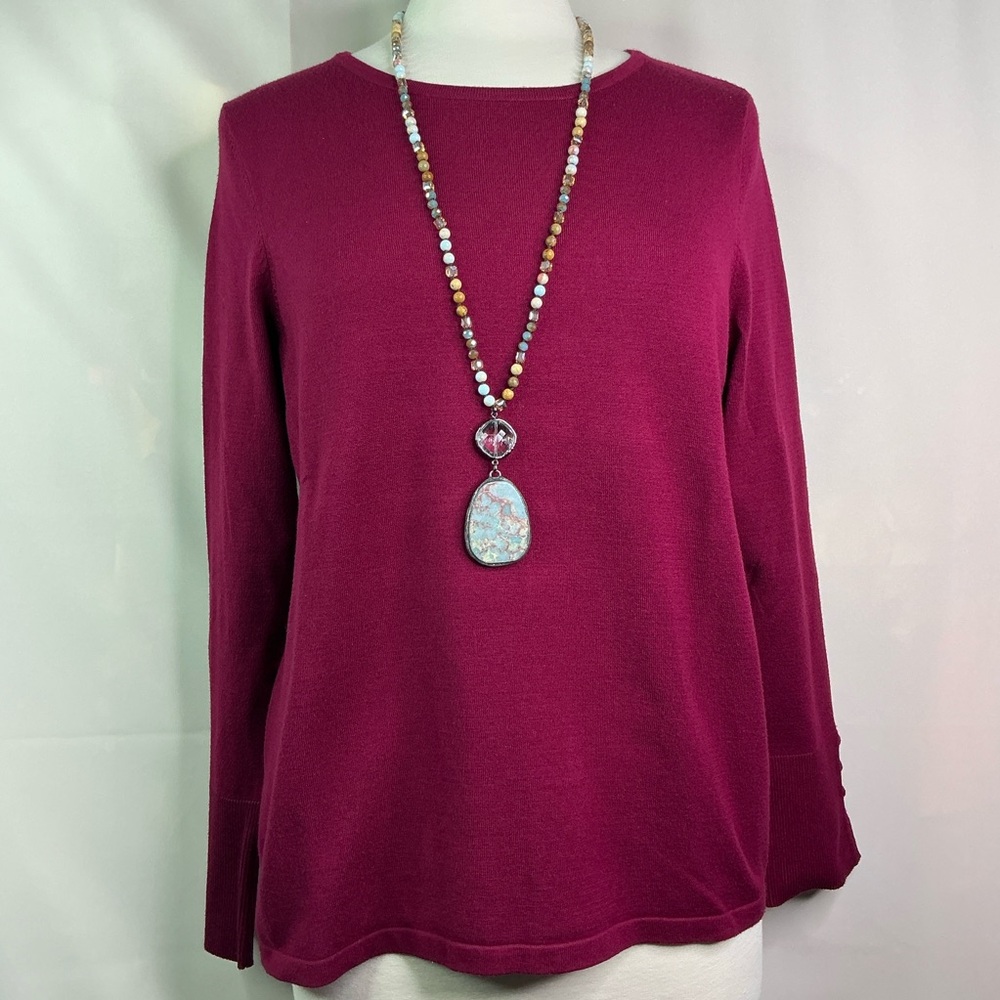 Chico's Size L 2 Rich Berry Blouse Fall Sweater Top‎